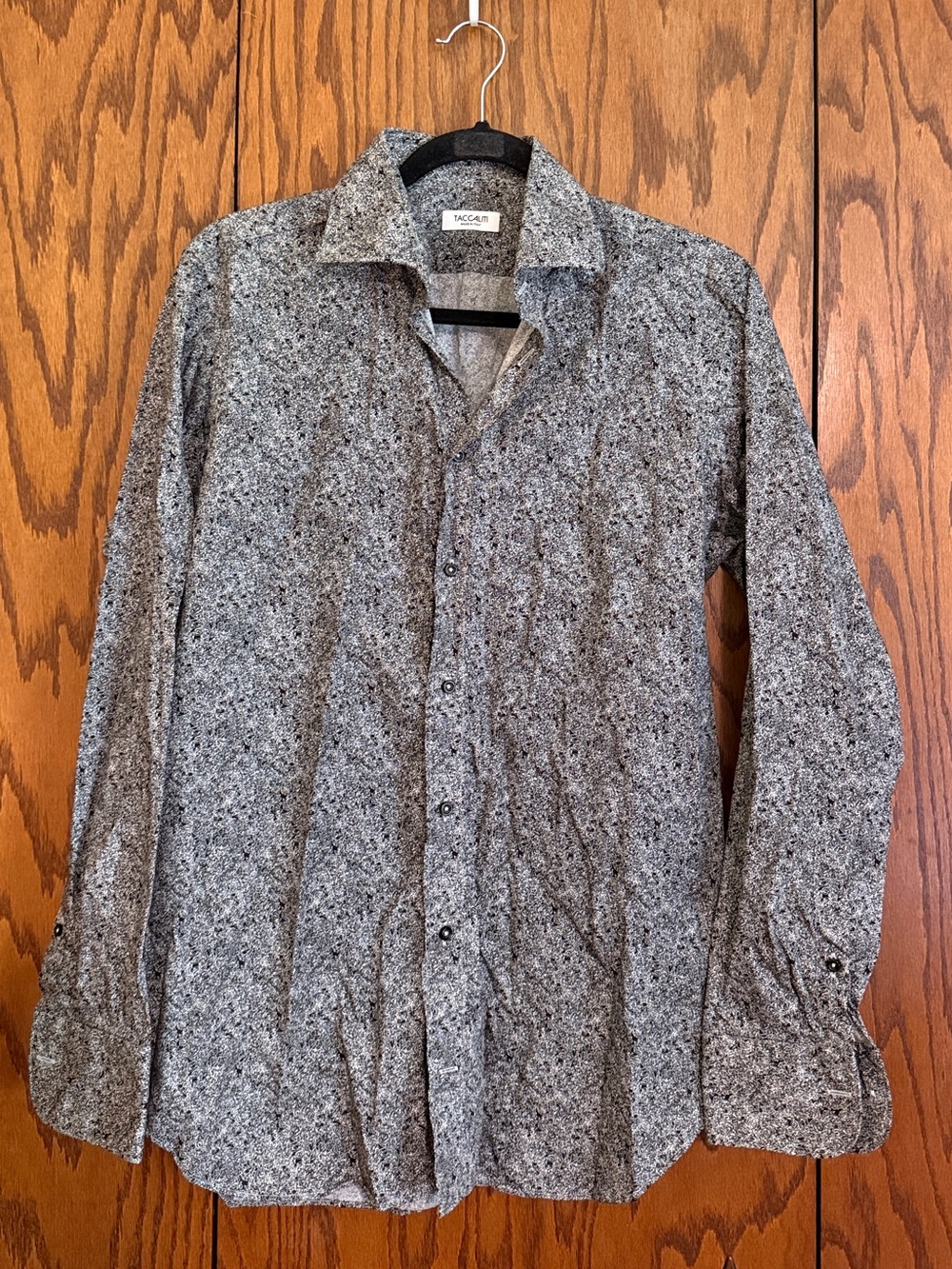 Taccaliti Made in Italy Men's Gray Textured Cotton Shirt Size M